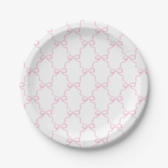 Großtausendjährige Pink Bows Paper Plate Pappteller (Vorderseite)