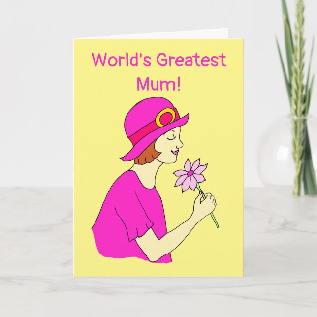 Größte Mutter Rosa Hut Muttertag Karte (Vorderseite)