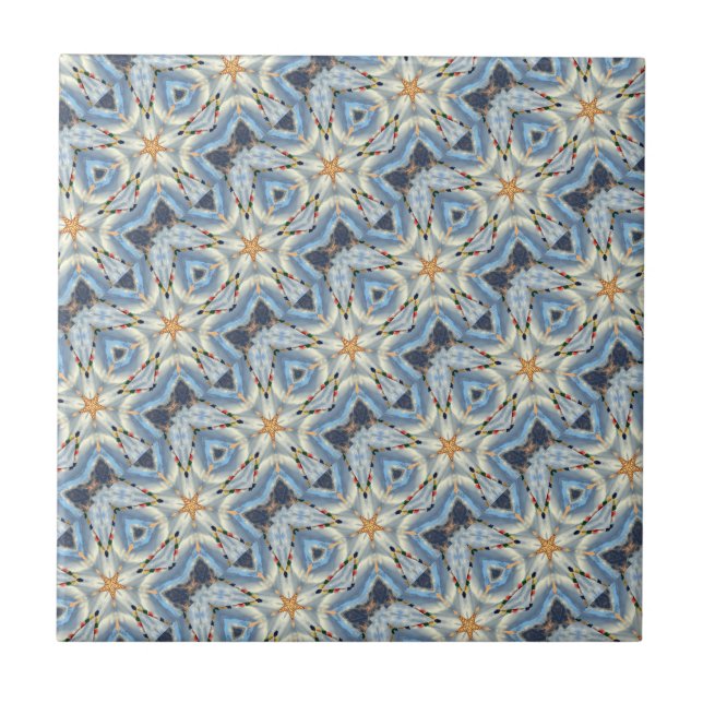 größtenteils blaue diagonale marokkanische Fliese (Vorderseite)