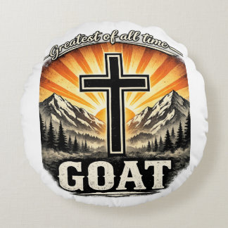 Größter aller Zeiten (GOAT) – Christliches Kreuz-F Rundes Kissen