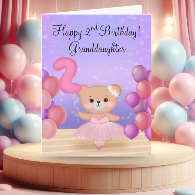 Großtochter 2. Geburtstag Teddy Bear Ballerina Karte (Von Creator hochgeladen)