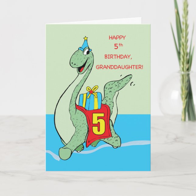 Großtochter 5. Geburtstag Dinosaurier Karte (Vorderseite)