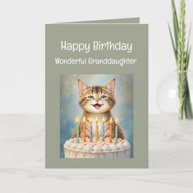 Großtochter Birthday Funny Cat lächeln Karte (Vorderseite)