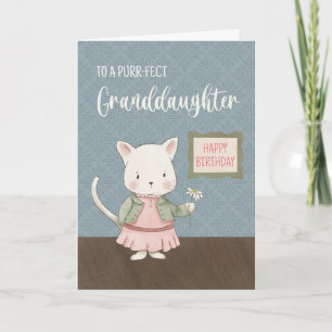 Großtochter Birthday Kitty in einem Kleid Karte