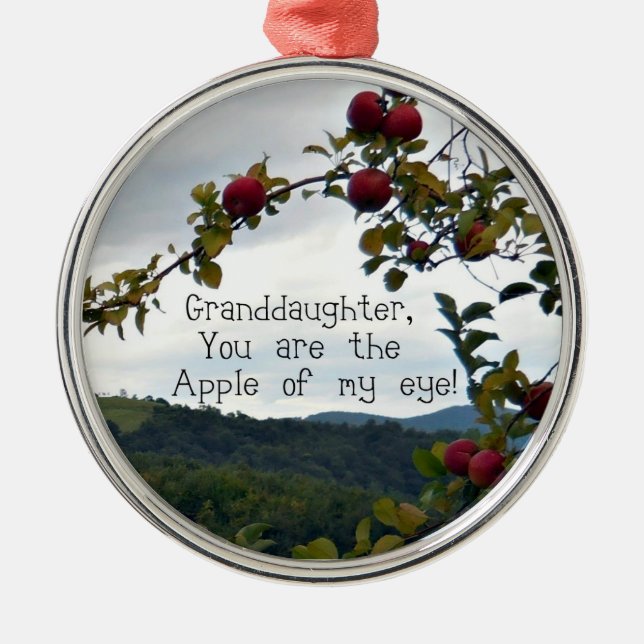 Großtochter, Du bist der Apfel meines Auges! Silbernes Ornament (Vorne)