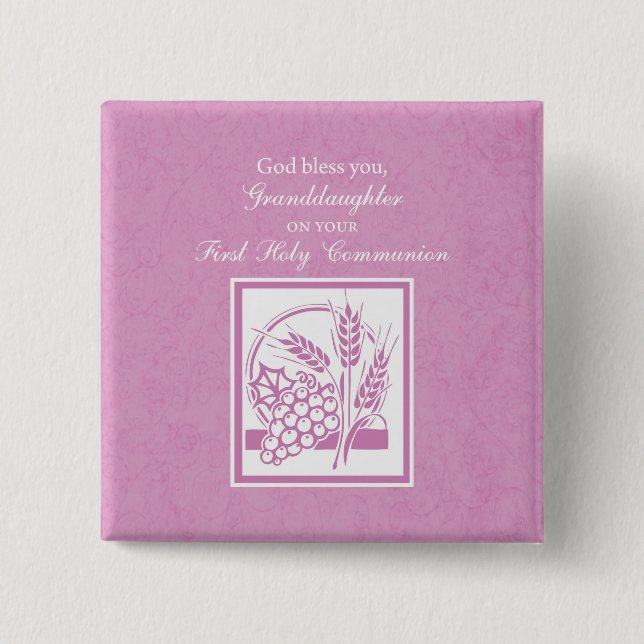 Großtochter Erste Kommune, Rosa Button (Vorderseite)