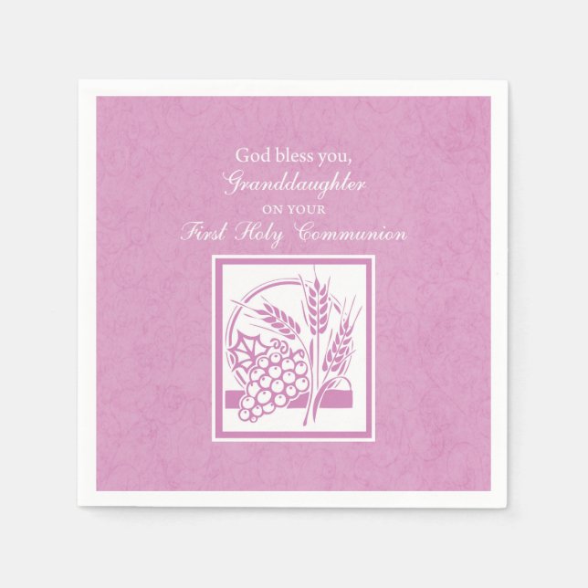 Großtochter Erste Kommune, Rosa Serviette (Vorderseite)