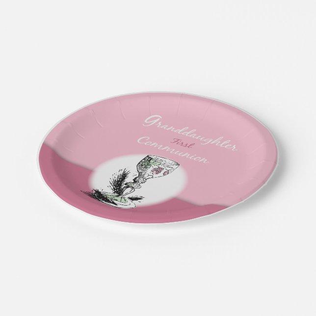 Großtochter First Communityrosa, Chalice Pappteller (Schrägansicht)