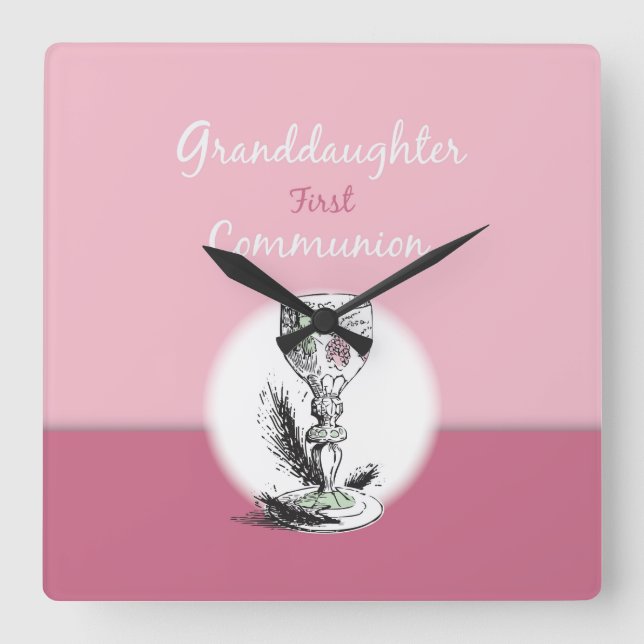Großtochter First Communityrosa, Chalice Quadratische Wanduhr (Vorderseite)