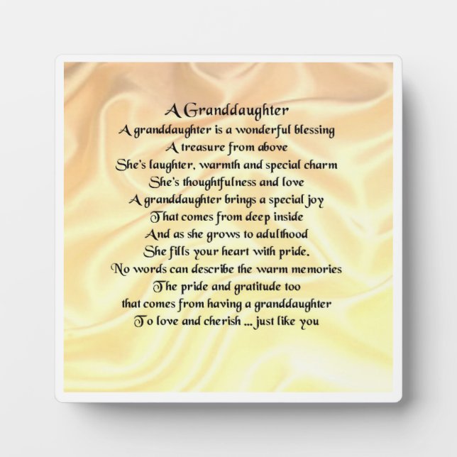 Großtochter Gedicht Plaque - Cream Silk Design Fotoplatte (Vorderseite)