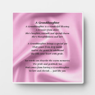 Großtochter Gedicht Plaque - rosa Seidendesign Fotoplatte