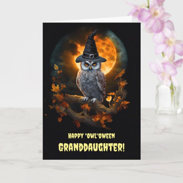 Großtochter Happy Halloween mit Niedlichem Owl Karte (Orchidee)