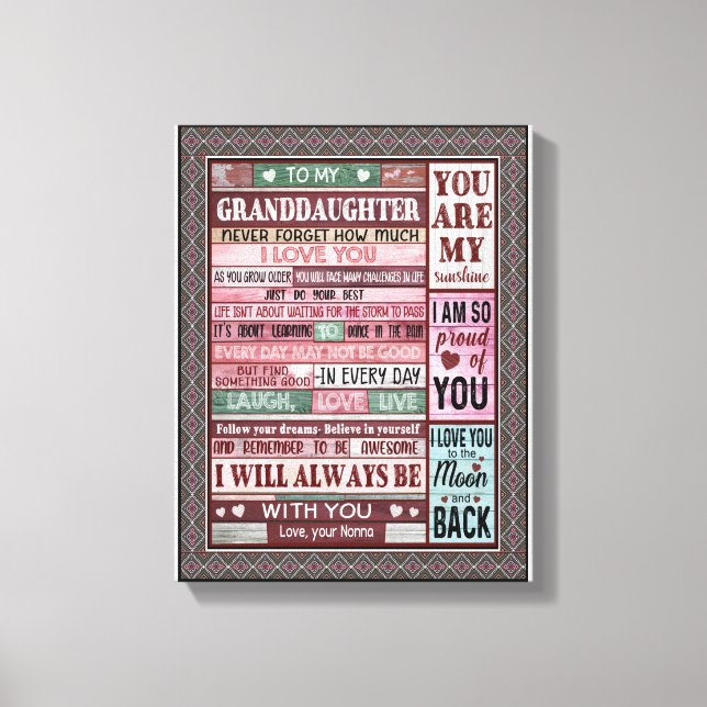 Großtochter Lovers | Brief an meine Enkelin Leinwanddruck (Vorderseite)