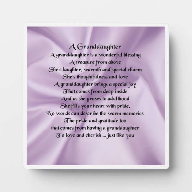 Großtochter Poem Plaque - Lilac Silk Design Fotoplatte (Vorderseite)