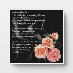 Großtochter Poem Plaque - Rose auf schwarzer Seide Fotoplatte