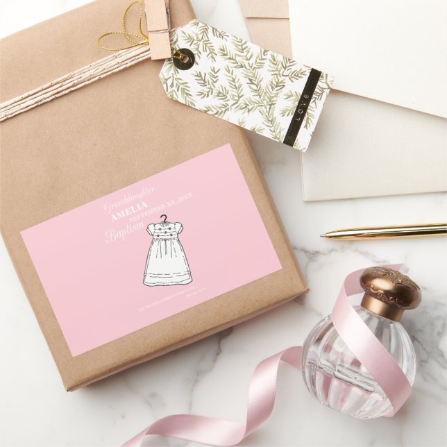 Großtochter, Taufe Auf rosa Personalisiert Rechteckiger Aufkleber (Schenken)