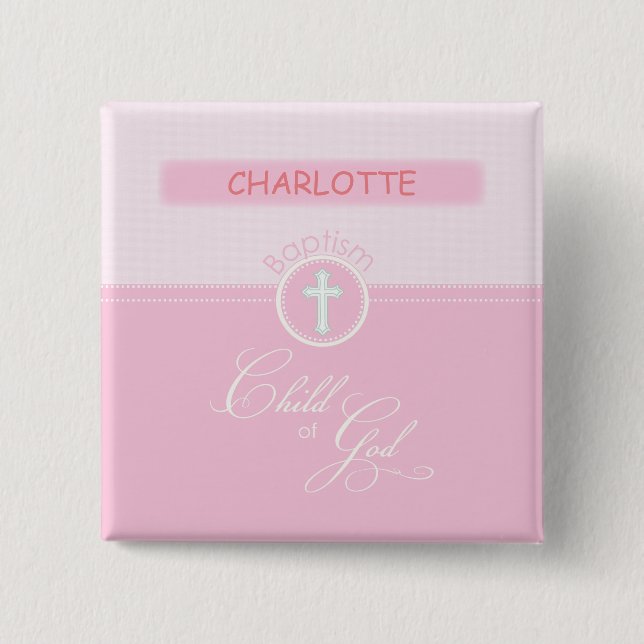 Großtochter Taufe, Individuelle Name, rosa Kind od Button (Vorderseite)