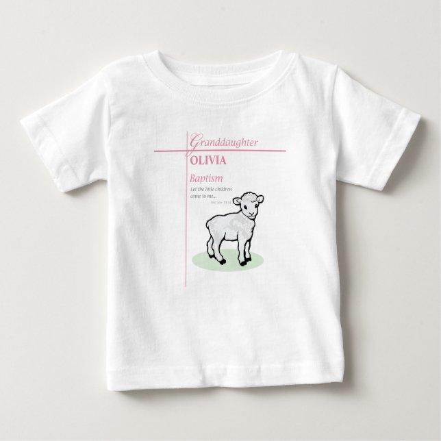 Großtochter Taufe Pink Lamb Personalisiert Baby T-shirt (Vorderseite)