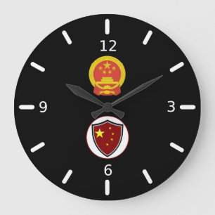 Großuhr mit chinesischer Flagge Große Wanduhr