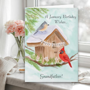 Großvater Alles Gute zum Januar-Geburtstag Vögel Karte