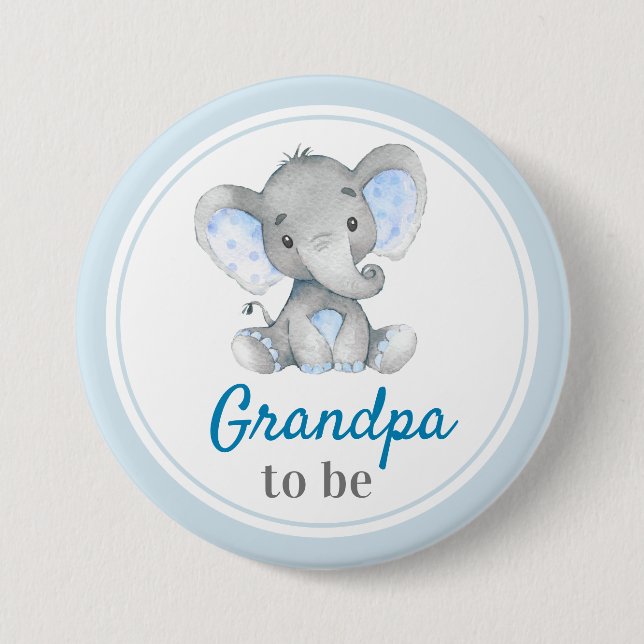 Großvater als Großvater Kinderdusche Elefant Button (Vorderseite)