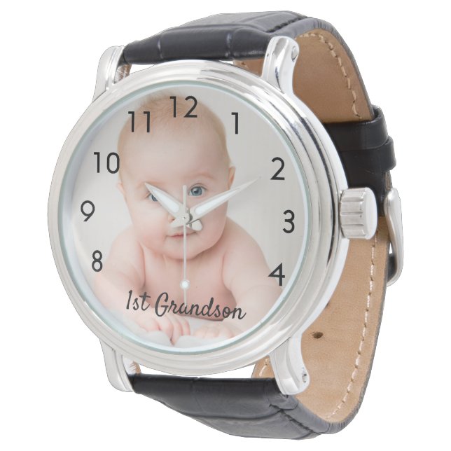 Großvater-Baby-Foto Armbanduhr (Schrägansicht)