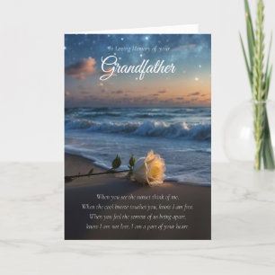 Großvater Beileid Gedenkstrand und Rose Karte