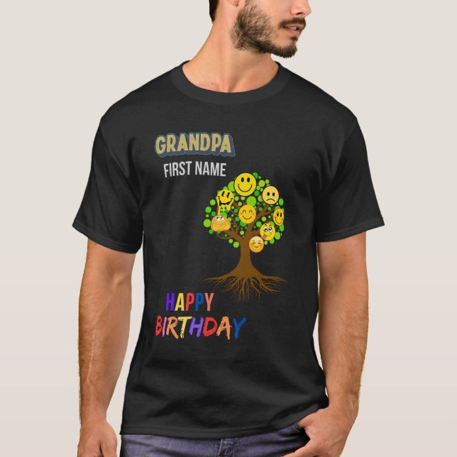 Großvater Birthday Family Tree Großvater Custom T-Shirt (Vorderseite)