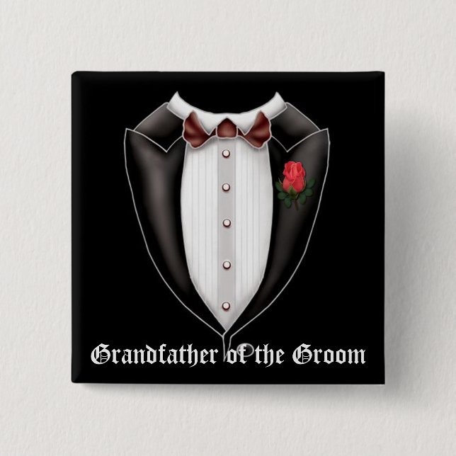 Großvater der Groom Tuxedo-Taste Button (Vorderseite)