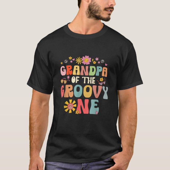 Großvater der Groovy One Matching Family Geburtsta T-Shirt (Vorderseite)