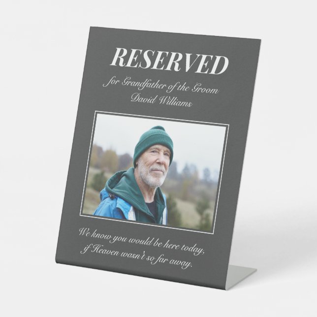 Großvater des Groom Memorial Foto Wedding Pe Sockelschild (Vorderseite)