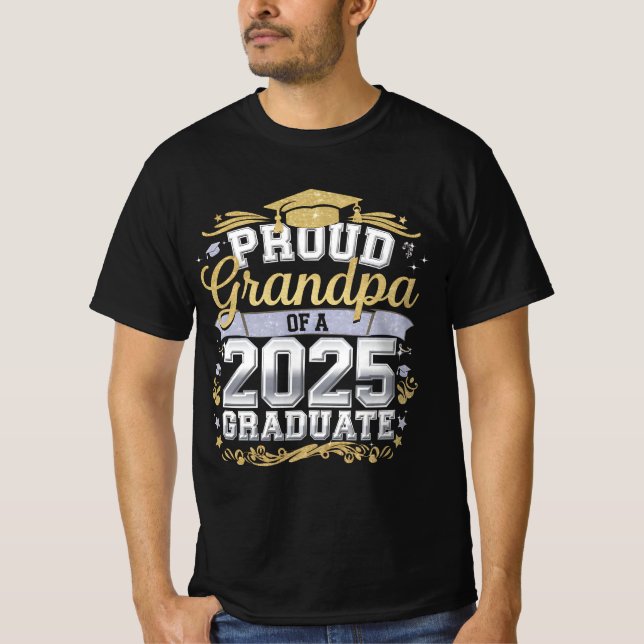 Großvater einer 2025 Abschluss-Graduate-Familie T-Shirt (Vorderseite)