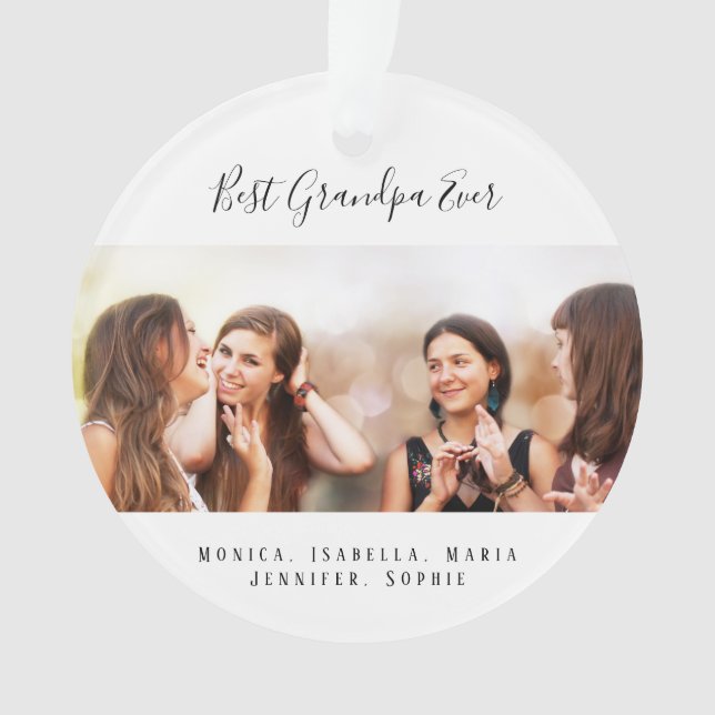 Großvater-Enkelkinder-Foto Ornament (Vorderseite)
