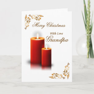 Großvater/frohe Weihnachten - rote Kerzen/blühen