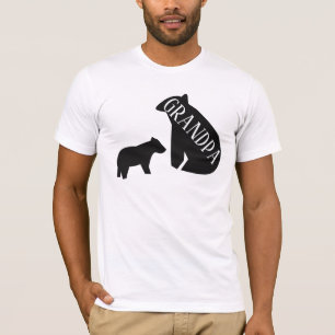 Großvater Geometric Bear und Cub Monochrom T-Shirt
