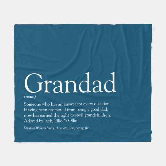 Großvater Grandad Definition Blue Fleecedecke (Vorderseite (Horizontal))