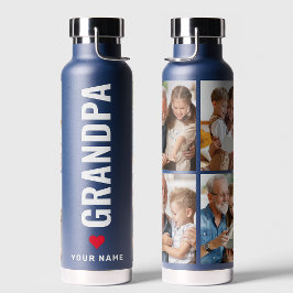 Großvater | Großvater Einfach 4 Foto Name Marine Trinkflasche
