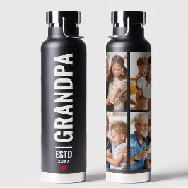 Großvater | Großvater Einfach 4 Foto Schwarz Trinkflasche