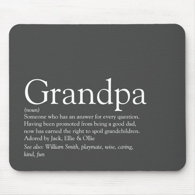 Großvater Großvater Papa Definition Grau Mousepad (Vorne)