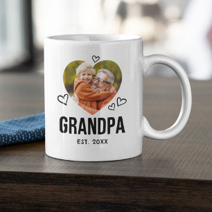Großvater-Herz-Foto skizziert Kaffeetasse