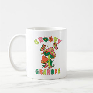 Großvater im Groovy-Stil, bunte Vintage-Pilze Kaffeetasse