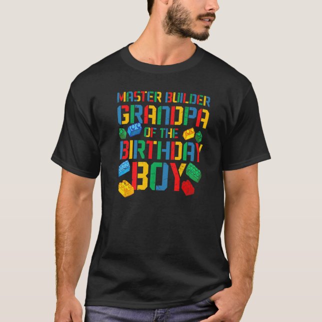 Großvater Master Builder Gebäude Bricks Blocks Fam T-Shirt (Vorderseite)