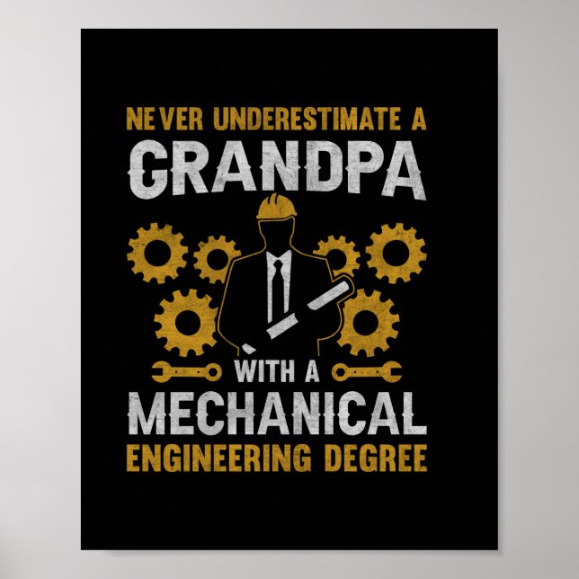 Großvater mit Maschinenbau Poster (Vorne)