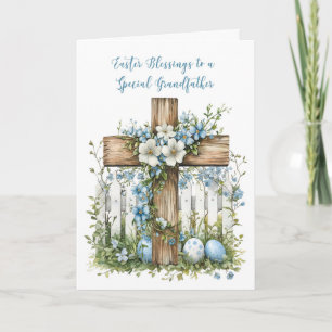 Großvater Osterkreuzblauer Zaun Blauer Blumen Karte