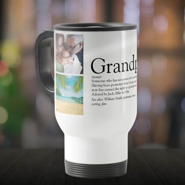 Großvater Papa Definition 4 Foto Reisebecher (Grandpa Grandad Papa Definition 4 Photo Travel Mug)