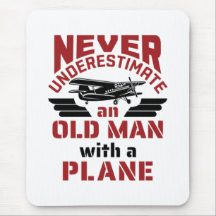 Großvater Pilot Alter Mann mit Flugzeug Mousepad