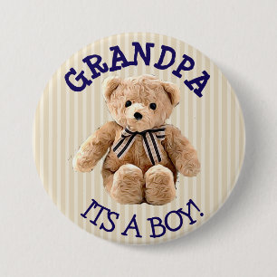 Großvater, seine Babyduschtaste "Boy Teddy Bear" Button