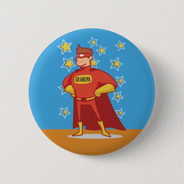 Großvater Superheld am Vatertag Button (Vorderseite)