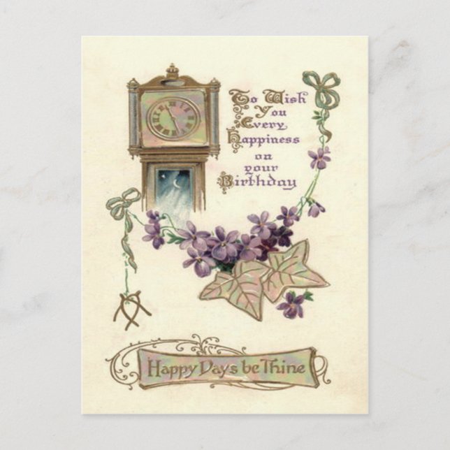 Großvater-Uhr Vergessen-Ich-Nicht-Blätter Postkarte (Vorderseite)