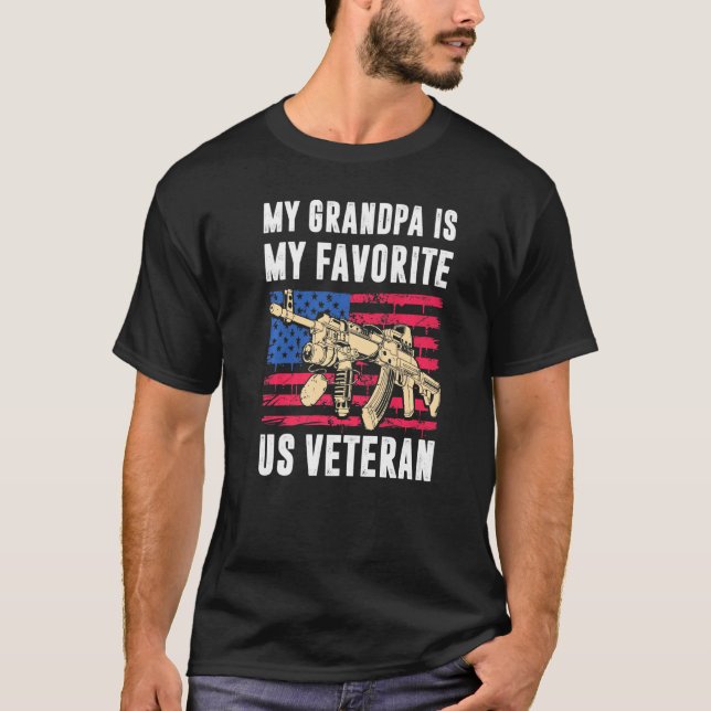 Großvater Us Veteran US Flag Proud Veteran T-Shirt (Vorderseite)